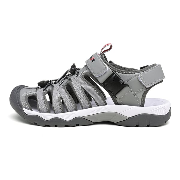 Men's Closed Toe Athletic Hiking Sandals - GREY RED - 1